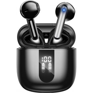 KALANKA-Ecouteurs Bluetooth sans Fil, &Eacute;couteurs sans Fil Bluetooth 5.4, 6 Micro ENC Anti Bruit, Basses Puissantes, 60H de Lecture, &eacute;tanch&eacute;it&eacute; IP5, Oreillette pour iphone Android (Noir Profond) - Neuf