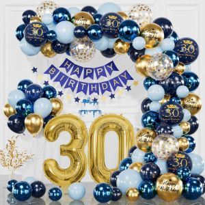 KALANKA-Decoration Anniversaire 30 ans, Arche Ballon Anniversaire 30 ans, Ballons Anniversaire Bleu Or Deco, Ballon 30 Ans, Bannière Joyeux Anniversaire, Deco Anniversaire pour 30 ans Anniversaire Fe - Neuf