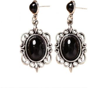 Kal-Boucles D'oreilles Noir Bohème Strass Onyx Goutte Pendentif Longue Mère Épouse Style Élégant Soir Vintage Breloques - Neuf