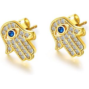 Hand Of Fatima Stud Earrings For Women Girls 18k Stainless Steel Hypoallergenic Best Friend - Neuf