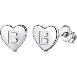 Kal-Boucles D'oreilles En Argent 925 Pour Femme Boucles D'oreilles Initiale, Lettre Boucles D'oreilles Enfants Filles, Boucles D'oreilles Coeur Or/Argent, Cadeaux Pour Filles Enfant - Neuf