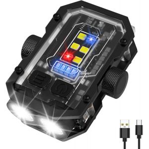 SJZG-Lampe Torche Edc, 300 Lumens Rechargeable, 8 Modes, Mini Lampe De Poche, Porte-Cl&eacute;s De Poche, Lumi&egrave;re Blanche Chaude Rouge, Aimant De Queue, D&eacute;compression Rotative, Pour &Eacute;clairage D'Urgence Et - Neuf