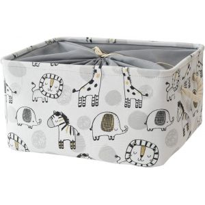 MEVRONISSHOP-Boite Rangement Jouet B&eacute;b&eacute;, Caisse Rangement pour Gar&ccedil;ons Panier Rangement Tissu Paniers &agrave; Linge Pliables avec Fermeture Couvercle Panier de Rangement pour la Chambre d'enfant (Grand, Gi - Neuf