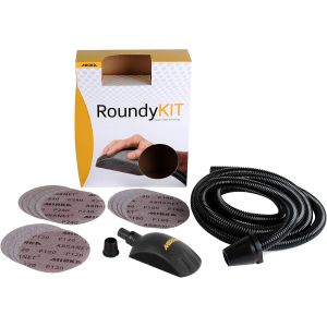 Ulteronixshop-Roundy Kit Bloc &agrave; main avec aspiration/Bloc de pon&ccedil;age autoagrippant 4m de tuyau d'aspiration & 15 pi&egrave;ces Mirka Abranet disques abrasifs &Oslash; 150mm grain P120 P180 P240 - Neuf