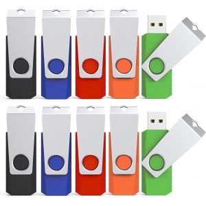 Clé USB 8 Go,Lot de 10 Clef USB 2.0 Flash Drive Clef USB Pivotant Stockage Disque Mémoire Stick Pendrive External Storage for Computer/TV/Ipad/Car (8GB,Multicolour) - Neuf