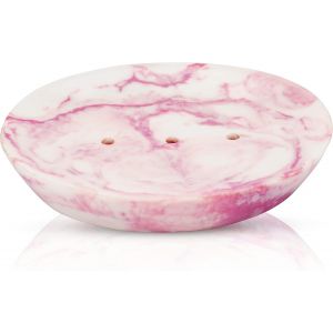 Porte Savon en Résine Auto Drainant pour Barre de Savon éponge Plateau de Rangement pour évier de Cuisine Salle de Bain Facile à Nettoyer Blanc Rose - Neuf
