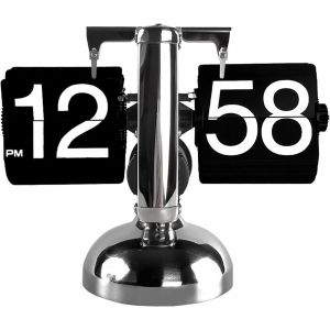 Beufee Horloge à Bascule, Mini Horloge rétro, Horloge de Bureau à Bascule Automatique, Calendrier numérique, Horloge de Bureau Cool, Horloge mécanique pour la décoration de Bureau à (Noir) - Neuf