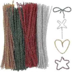 400pcs Cure-Pipes Fournitures D'artisanat Paillettes Tiges De Chenille Bricolage Fabrication D'accessoires - Neuf