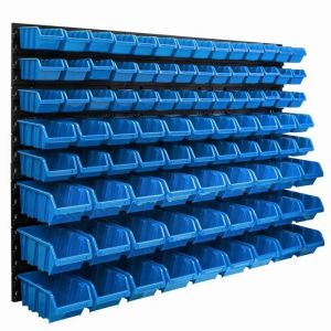 Panneau mural pour système de stockage 115 x 78 cm avec 91 pcs Boîte Bleue - Neuf