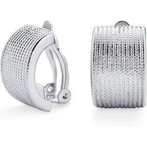 Kalhx-Boucles D'oreilles À Clip Demi-Créoles Larges Avec Motif Torsadé Rainuré Et Rayé Pour Femmes Pour Oreilles Non Percées Plaquées Argent Or Rose Or Jaune - Neuf