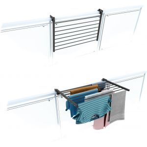 Duo&Eacute;tendoir Linge Exterieur de Balcon Rabattables&eacute;choir &agrave; Linge pour rambarde ext&eacute;rieur r&eacute;sistant en Acier Inoxydable et Aluminium pour terrassesbalcons et rampes Longueur 118 cm - Neuf
