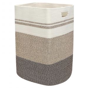 Panier &agrave; linge tress&eacute; marron d&eacute;grad&eacute; de 75 L - Neuf