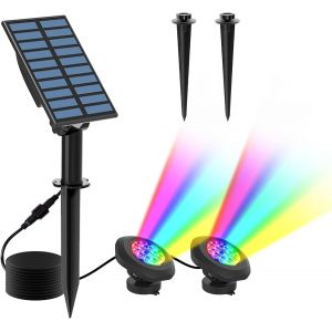 Lampes Solaires Pour Étang 2 Modes Lumière Submersible Avec Changement De Couleur,Étanchéité Ip68,Marche/Arrêt Automatique,Éclairage Extérieur Pour Jardin,Piscine(2 En 1) - Neuf