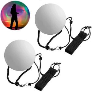 Lot de 2 balles de jonglage LED Poi, couleurs arc-en-ciel et effet stroboscopique, pour debutants et professionnels. - Neuf