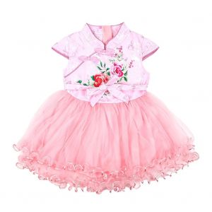 Robe A Manches Courtes En Fil Doux, Confortable Et Durable, Motif Floral, Pour Bebe Fille (Rose) - Neuf