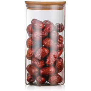 Kal-750ml Bocaux Conservation Verre Hermétique Bocal En Verre Borosilicate Avec Couvercle En Bambou Et Rondelle En Silicone Pot Récipient De Stockage Des Aliments Pour Grains Café Sucre Biscuits Fari - Neuf
