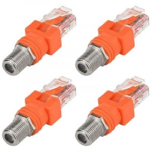 Adaptateur coaxial vers Ethernet,pack de 4 convertisseurs RF coaxiaux F vers RJ45 m&acirc;les pour testeur de ligne. - Neuf
