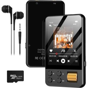 Lecteur Mp3 Bluetooth 5.4 De 128 Go Avec &Eacute;cran Tactile Et Boutons, Lecteur De Musique Portable, Compatible Vid&eacute;o, Ebook, Radio Fm, Enregistreur Vocal, Compteur De Pas, Haut-Parleur Inclus (Noir) - Neuf