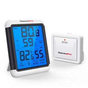 TP65C Hygrom&egrave;tre Num&eacute;rique sans Fil Thermom&egrave;tre Int&eacute;rieur Ext&eacute;rieur Moniteur de Temp&eacute;rature et D'humidit&eacute; avec &Eacute;cran G&eacute;ant &Eacute;cran Tactile et R&eacute;tro&eacute;clairage, Port&eacute;e de 150M - Neuf