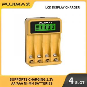 Chargeur De Batterie Intelligent Avec &Eacute;cran Lcd &Agrave; 4 Emplacements,Prend En Charge Les Piles Rechargeables 1.2v Aa/Aaa Nicd Nimh Aliment&eacute;es Par Usb-C--Yellow - Neuf