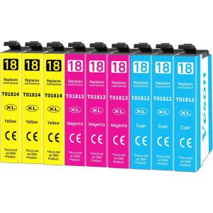 TEPPA-Cartouches d'encre 18XL Compatibles avec Epson XP 322 pour XP-215 XP-205 XP-225 XP-305 XP-325 XP-422 XP-405 XP-415 XP-425 XP-315 XP-312 XP-412 XP-102 (Lot de 9) - Neuf