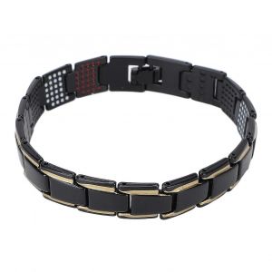 Bracelet Magn&eacute;tique En Acier Titane Hommes Femmes &Agrave; La Mode Bracelet De Th&eacute;rapie Magn&eacute;tique Bijoux Cadeau Pour La F&ecirc;te (Or Noir) - Neuf