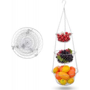Lxwsin Corbeille À Fruits Suspendue, Paniers À Fruits Suspendus À 3 Niveaux, Corbeille À Fruits Suspendue En Métal, Cuisine Rangement Bols Panier De Organisateur Pour Fruits Légume[App8812465] - Neuf