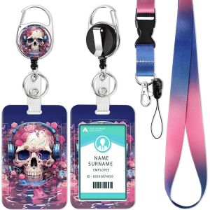 KALANKA-Porte Badge avec Cordon,Tour de Cou Badge avec Porte-Cartes,Porte Badge Enrouleur, Strap Neck avec Swivel Lobster Clasp pour Porte Badges d'Identification - Neuf