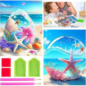 Ayuhr-5d Diy Diamant Peinture Point De Croix Broderie 2 Pièces 5d Diamond Painting Kits Coeur Cristal Diamond Complet Fleur Plage Mer Broderie Diamant Arts Artisanat Peinture Pour Maison Salon - Neuf