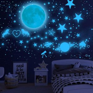 Étoiles rougeoyantes Plafond de la Licorne Stickers muraux Licorne Décoration Murale pour les Filles de la Salle, Éclatante Planète Star de la Licorne Plafond des Autocollants pour les Garçons - Neuf