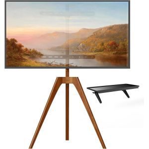 SUBZONAL-Tr&eacute;pied TV Support pour t&eacute;l&eacute;viseur pour TV de 45""-65"" jusqu'&agrave; 40 kg, Support T&eacute;l&eacute; en Bois Pivotant et Hauteur R&eacute;glable, Max VESA 400x400mm - Neuf