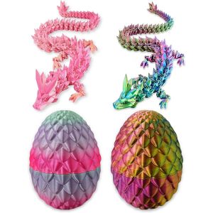 Sansh-Lot De 2 ?ufs De Dragon Imprimés En 3d Avec Dragon, ?ufs De Dragon Mystérieux Dans L'?uf, Figurines Surprise Pâques ?ufs De Dragon Décoration D'intérieur - Neuf
