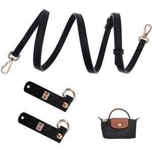RFCBC-Bandouliere pour Sac Longchamp Femme Mini, Cuir Sangle Sac Bandouliere pour Longchamp Sac Pliage,Bandoulière Petit Sac a Main,Réglable Strap for Longchamp Mini Bag (Noir) - Neuf