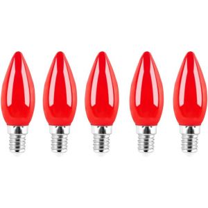 YEMAESRE-5 Pièces Rouge E14 1W 220V Led Ampoules Colorées, Couverture En Plastique, Non Dimmable, Pour L'Extérieur Intérieur String Mariage Fête Bar Décor - Neuf