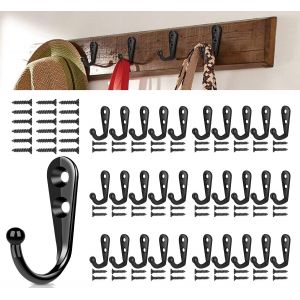 Lot De 30 Crochet Mural Noir, Rétro Crochet De Manteau, Crochet Porte Manteau Mural, Crochets Métalliques, Pour Cuisine Salle De Bains Chambre D'Essayage - Noir[POU8807158] - Neuf