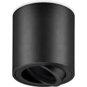 FABUR-Spot en saillie Orientable, Plafonnier Spot GU10 230V, Spots de Plafond Ø80x84mm, Plafonnier Luminaire LED douille gu10, Downlight Lampe éclairage pour GU10 et LED modules, Noir-Rond - Neuf