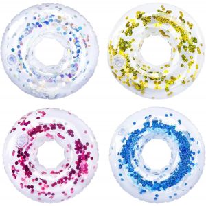 Lot De 4 Porte-Gobelets Gonflables Pour Piscine, Porte-Gobelet Flottant Avec Paillettes, Pour Fête Hawaïenne - Neuf
