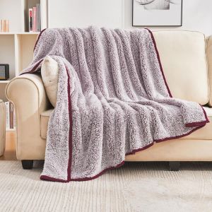 Tianyi-Couverture Sherpa Ultra Douce, Chaude Et Douillette En Microfibre Pour Canapé, Légère, Épaisse Et Réversible (Rouge, 130 X 150 Cm) - Neuf