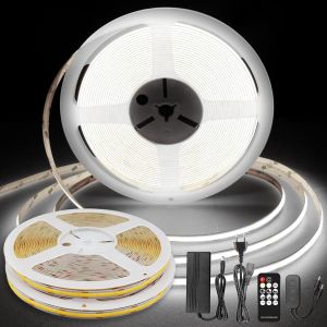 Ruban Led Cob 20m, Bande Led 6000k Avec Alimentation, T&eacute;l&eacute;commande, 384leds/M, Dc24v, Cri 90+, Largeur 8mm, Ruban Led Blanc Froid Pour D&eacute;coration Maison (2x10m)[Rub9221127] - Neuf