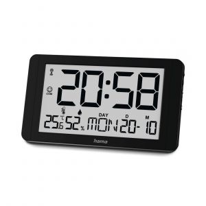 Horloge Mur. Num. "Cuba", Horloge Radiop. Avec Therm./Hygrom., Noire - Neuf