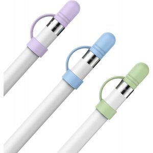 ERYI-Capuchon Silicone Pour Apple Pencil 1St Generation 3 Pack Anti-Lost Apple Pencil Cap Cover Accessoires Capuchon De Remplacement Compatible Avec Apple Pencil 1St Gén (Bleu+Vert+Violet) - Neuf