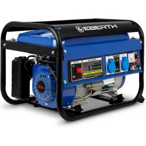 ASFASFq-EBERTH 2200 Watt Groupe electrogene Generateur electrique portable, Moteur à Essence 5,5 CV, 4 Temps, 2x 230V, 1x 12V, Démarrage par Câble, Régulateur Tension Automatique AVR, Sécurité Niveau - Neuf