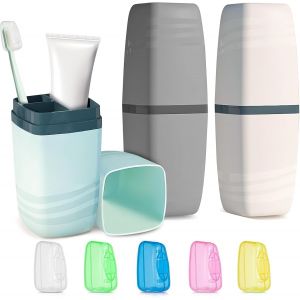 3 Pi&egrave;ces Boite Brosse A Dent Voyage, Bo&icirc;te &Agrave; Brosse &Agrave; Dents De Voyage Cvec 5 Prot&egrave;ge-Brosses &Agrave; Dents, Etui Brosse A Dent Pour Le Camping, Le Voyage, La Maison, Scolaire - Neuf