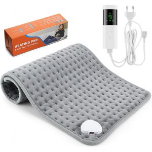 JGD-Coussin Chauffant Electrique,Coussin Chauffant avec Arr&ecirc;t,Automatique,Chauffant,pour Dos &Eacute;paules Abdomen,9 Niveaux de Temp&eacute;rature 4 R&eacute;glages Minuterie Chauffage Rapide Arr&ecirc;t Automatique(Gris) - Neuf