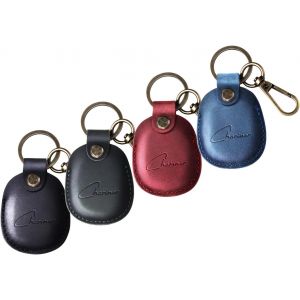4 Pack Airtag Protective Case With Genuine Leather Keyring Airtag Pendant For Apple Air Tag (Red,Black,Blue,Green) - Neuf