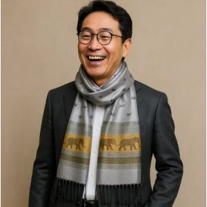 Foulard Pashmina - Gris - Cachemire & Soie - 70x180 Cm - Chic - Automne/Hiver - Neuf