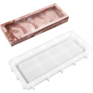 Moule De Plateau Moule Rectangulaire En Silicone, Plateau En R&eacute;sine &Eacute;poxy Moules En R&eacute;sine De Silicone, Moule Resine Epoxy Rectangle Avec Bord Moule &Agrave; Plateau En Silicone Blanc - Neuf