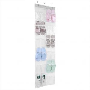 Kgabery-Range Chaussures À Suspendre Sur La Porte-Organiseur De Chaussures À Suspendre-Porte-Chaussures Au-Dessus De La Porte De Stockage 24 Poches Transparentes Pliables Placards Penderie - Neuf