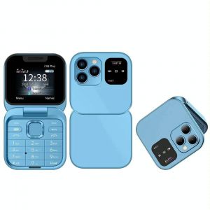 T&eacute;l&eacute;phone Portable Mini Avec &Eacute;cran 1.77 Pouces Dual SIM Bluetooth FM 1000mAh Bleu YONIS - Neuf
