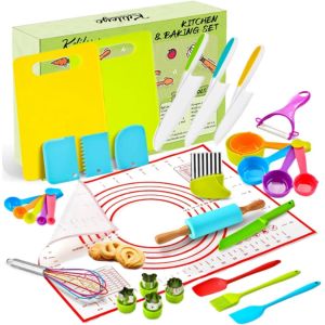 Ustensiles De Cuisine Enfant- Complet 31Pieces- Couteau EnfantKit Patisserie Enfant -Vrais Ustensiles De Cuisine S&eacute;curis&eacute;sAccessoires Montessori - Cadeau Enfant 3 Ans,4 Ans, 5 [CHU10500490] - Neuf